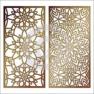 Set of Vector Laser cut panel. Pattern template for decorative p