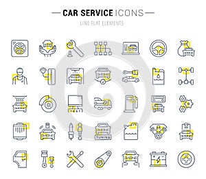 Set Vector Line Icons of Car Service.