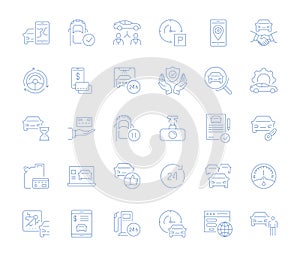 Set Vector Line Icons of Carsharing.