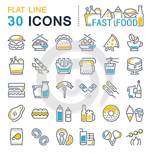 Set Vector Line Icons of Fast Food.