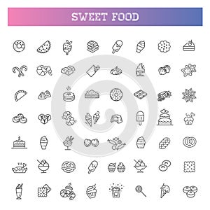 Set vector line icons in flat design chocolate