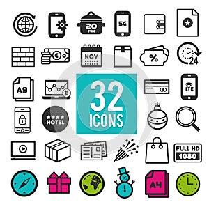 Set vector line icons in flat design with elements for mobile concepts and web apps. Collection modern infographic logo and
