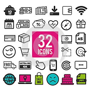 Set vector line icons in flat design with elements for mobile concepts and web apps. Collection modern infographic logo and