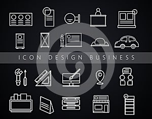 Set vector line icons in flat design with for Exhibition, Shop,Instore, Decoration concepts and web apps