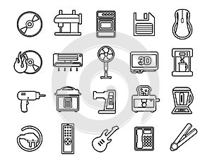 Set vector line icons in flat design technology. Collection modern infographic logo and pictogram. Smart city, house , internet of