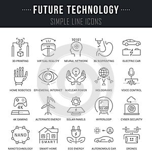 Set Vector Line Icons of Future Technology.