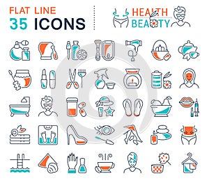 Set Vector Line Icons of Health and Beauty