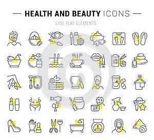 Set Vector Line Icons of Health and Beauty