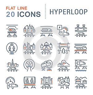 Set Vector Line Icons of Hyperloop.