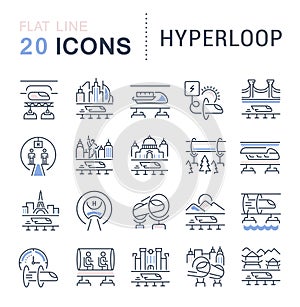 Set Vector Line Icons of Hyperloop.