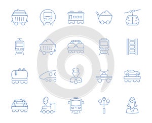 Set Vector Line Icons of Rail Transport.