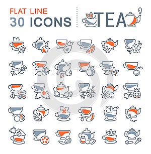 Set Vector Line Icons of Tea.