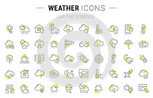 Set Vector Line Icons of Weather.