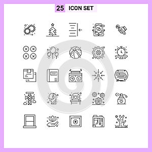 Set of 25 Vector Lines on Grid for fix, wrench, indent, music, love photo
