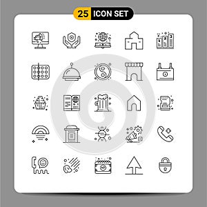 Set of 25 Vector Lines on Grid for shack, house, handcare, home, online book photo