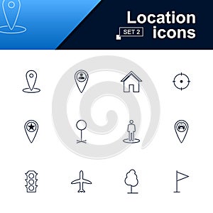 Set of vector location icons.