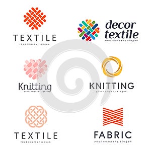 Set of Vector logo design for shop knitting, textile photo