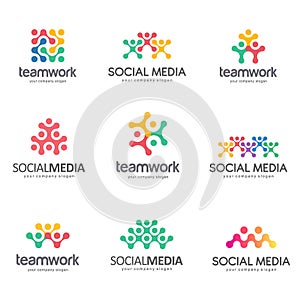 Set of vector logo design for social media, teamwork, alliance