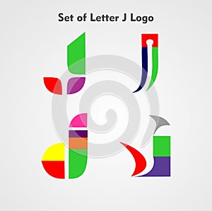 Set Vector Logo of Letter J Concept