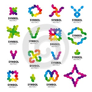 Set of vector logos abstract modules