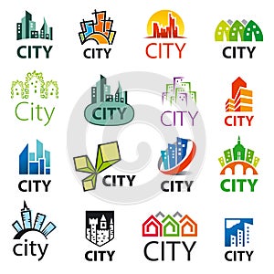 Set of vector logos cities