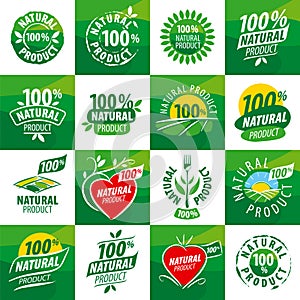 Set vector logos for natural products