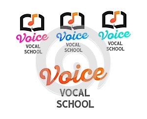 Set of vector logos for Vocal School - Creative design of emblem on white transparent background.