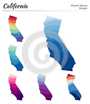 Set of vector maps of California.