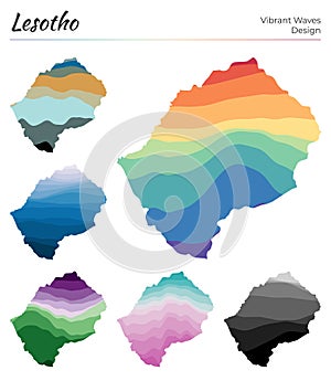Set of vector maps of Lesotho.