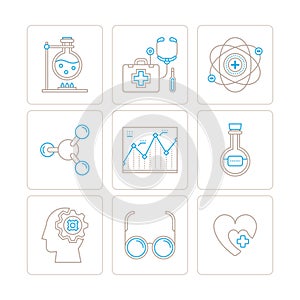 Set of vector medical icons and concepts in mono thin line style