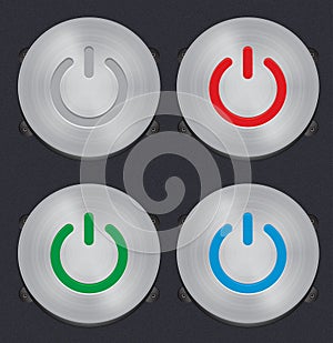 Set of Vector Metal Power Button