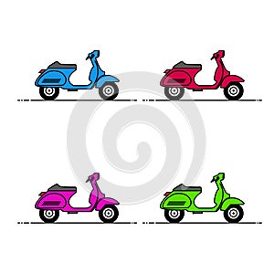 Set of vector modern scooters and colorful style