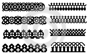 Set of vector monochrome pattern brushes