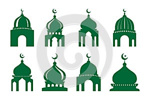 Set of vector Mosque silhouette element on white background