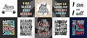 Set of vector motivational and inspirational lettering posters