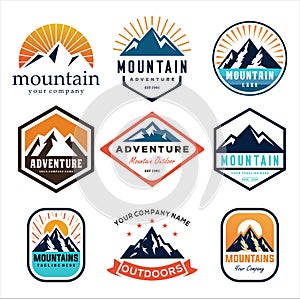 Set of vector mountain and outdoor