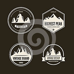 Set of vector mountain and outdoor adventures logo. Tourism, hiking and camping labels.