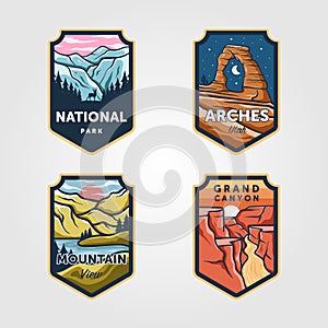 Set of vector national park outdoor adventure vintage logo emblem illustration designs