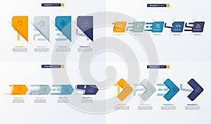 Set of vector number infographic template composed of 4 labels