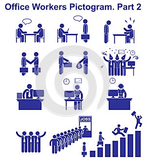 Set vector office workers pictograms. Business icons and symbols of people