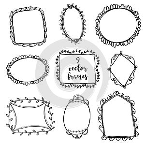 Set of vector ornamental doodle frames