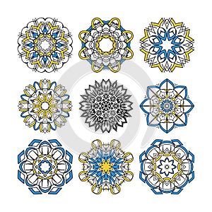 Set of vector ornate mandalas for coloring book. Collection of decorative round ornaments