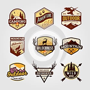 Set of vector outdoor adventure vintage logo emblem illustration designs