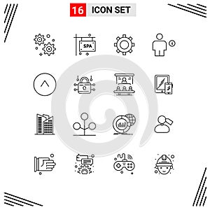 Set of 16 Vector Outlines on Grid for louck, circle, setting, arrow, energy photo