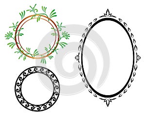 Set - vector oval and round frames