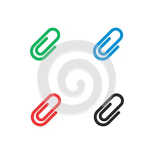 Set of vector paper clip icon. Colorful paper clip shape. Attachment symbol. Element for design logo mobile app interface card or