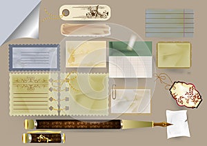 Set of vector paper objects for scrapbooking
