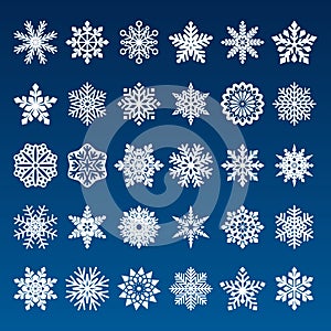 Set of vector paper snowflakes