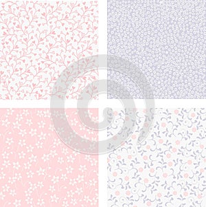 Set of vector patterns with floral design