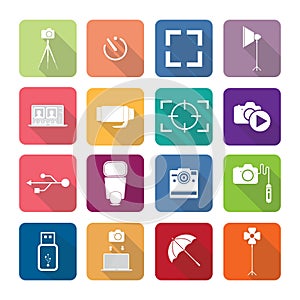 Set of vector photography icons in flat design set 3